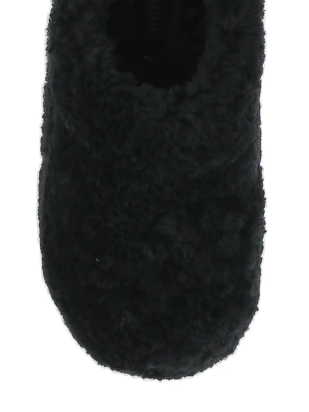Amina Muaddi Giuly Tan Shearling Round Toe Slippers