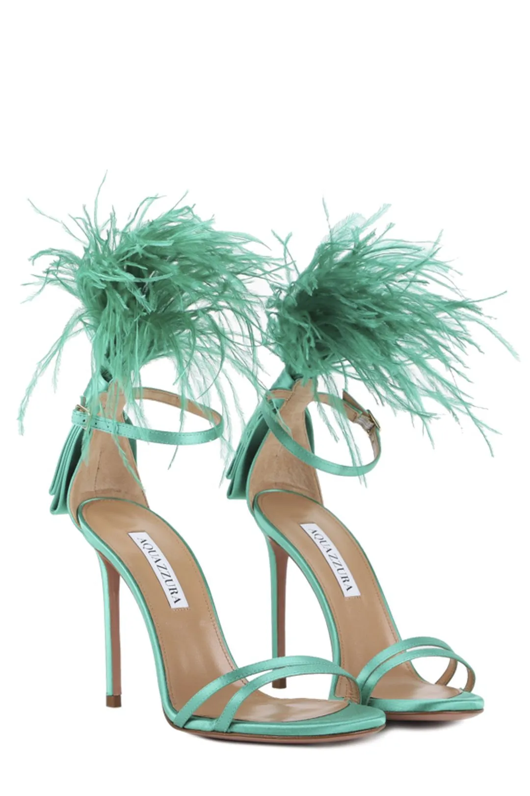 Aquazurra Concerto Feather Embellished Heel Sandals