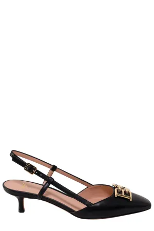 Bally Eva Logo Plaque Slingback Pumps