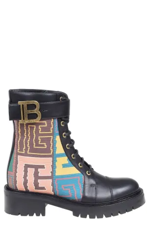 Balmain Monogram Needlepoint Ranger Romy Ankle Boots