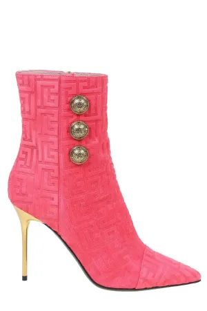 Balmain Roni Monogram Button-Detailed Ankle Boots