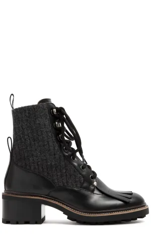 Chlo Panelled Lace-Up Ankle Boots