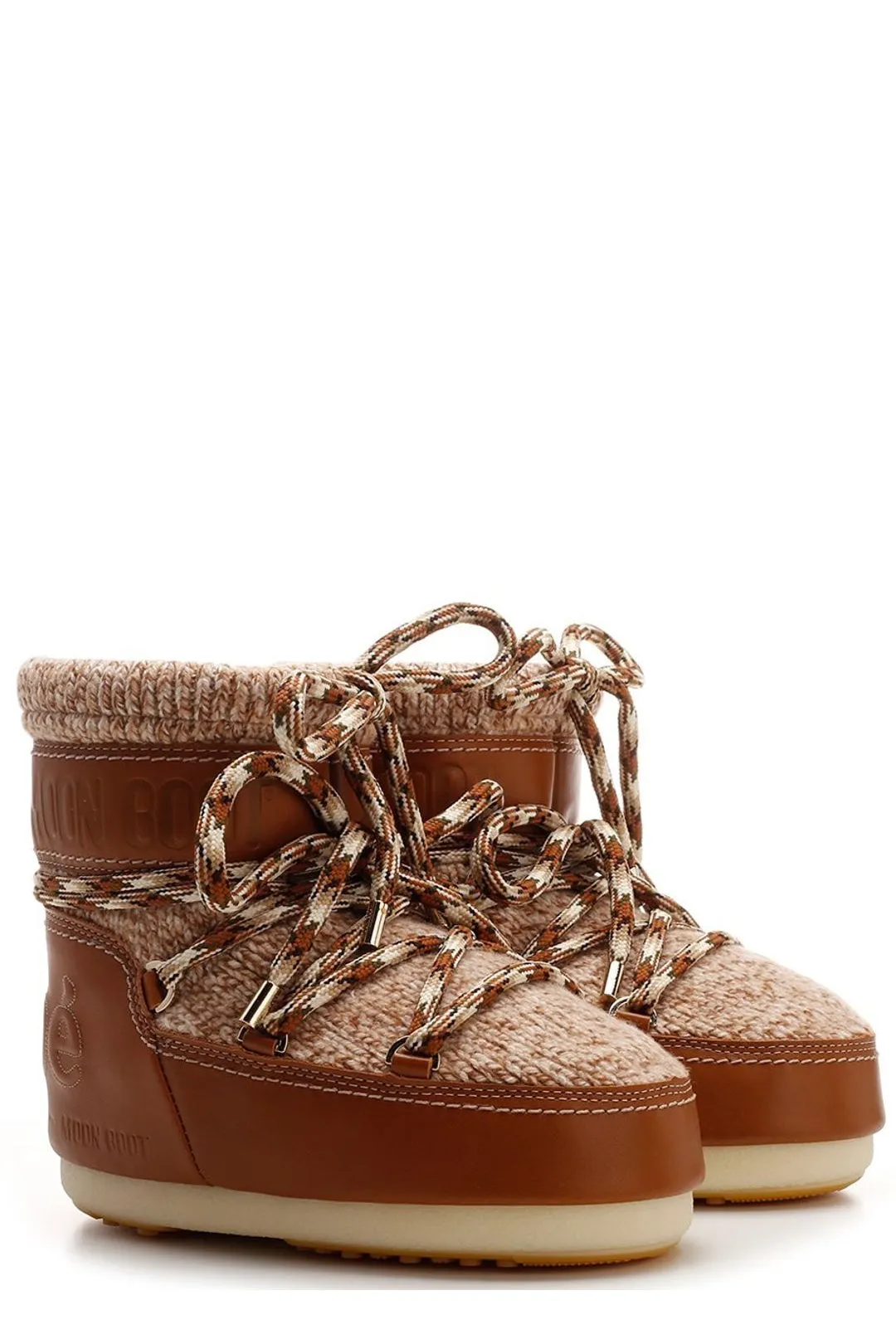 Chlo X Moon Boot Lace-Up Knitted Snow Boots