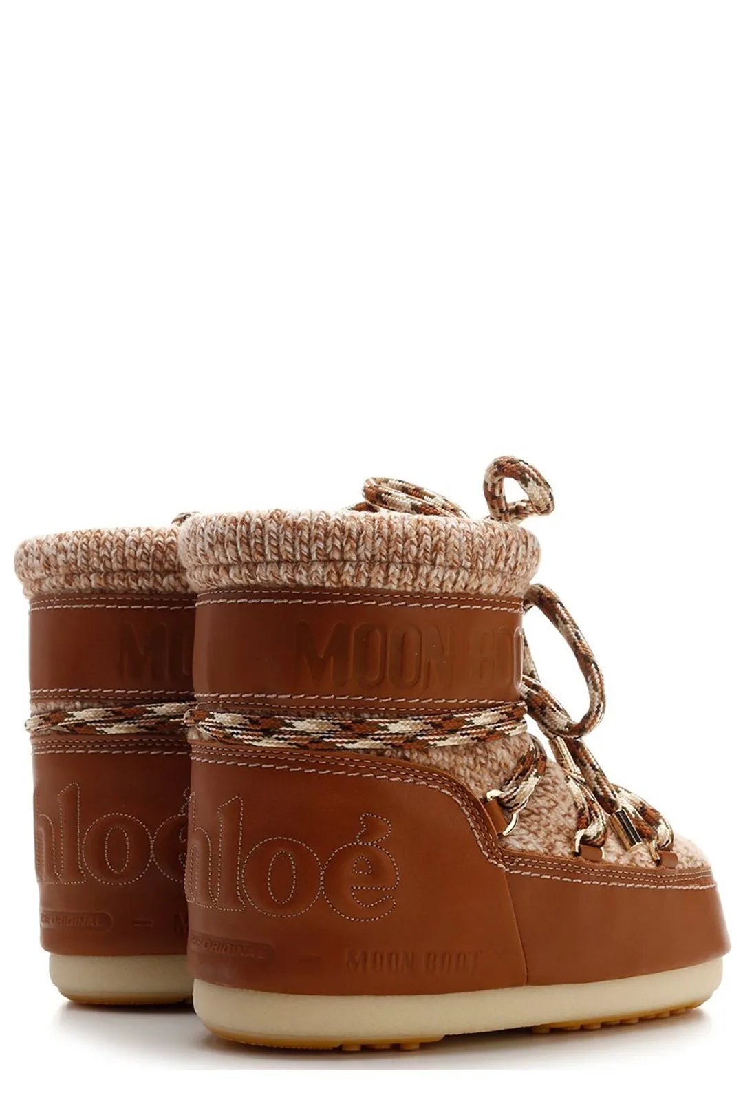 Chlo X Moon Boot Lace-Up Knitted Snow Boots
