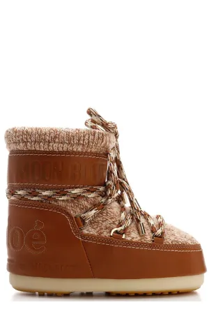 Chlo X Moon Boot Lace-Up Knitted Snow Boots