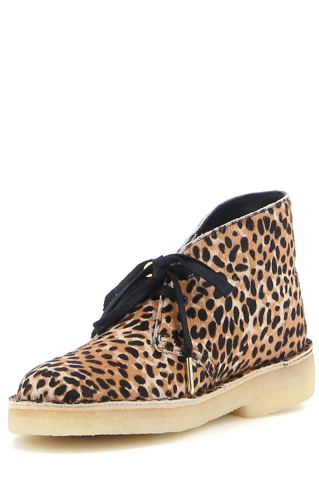 Clarks Leopard Printed Round Toe Desert Boots