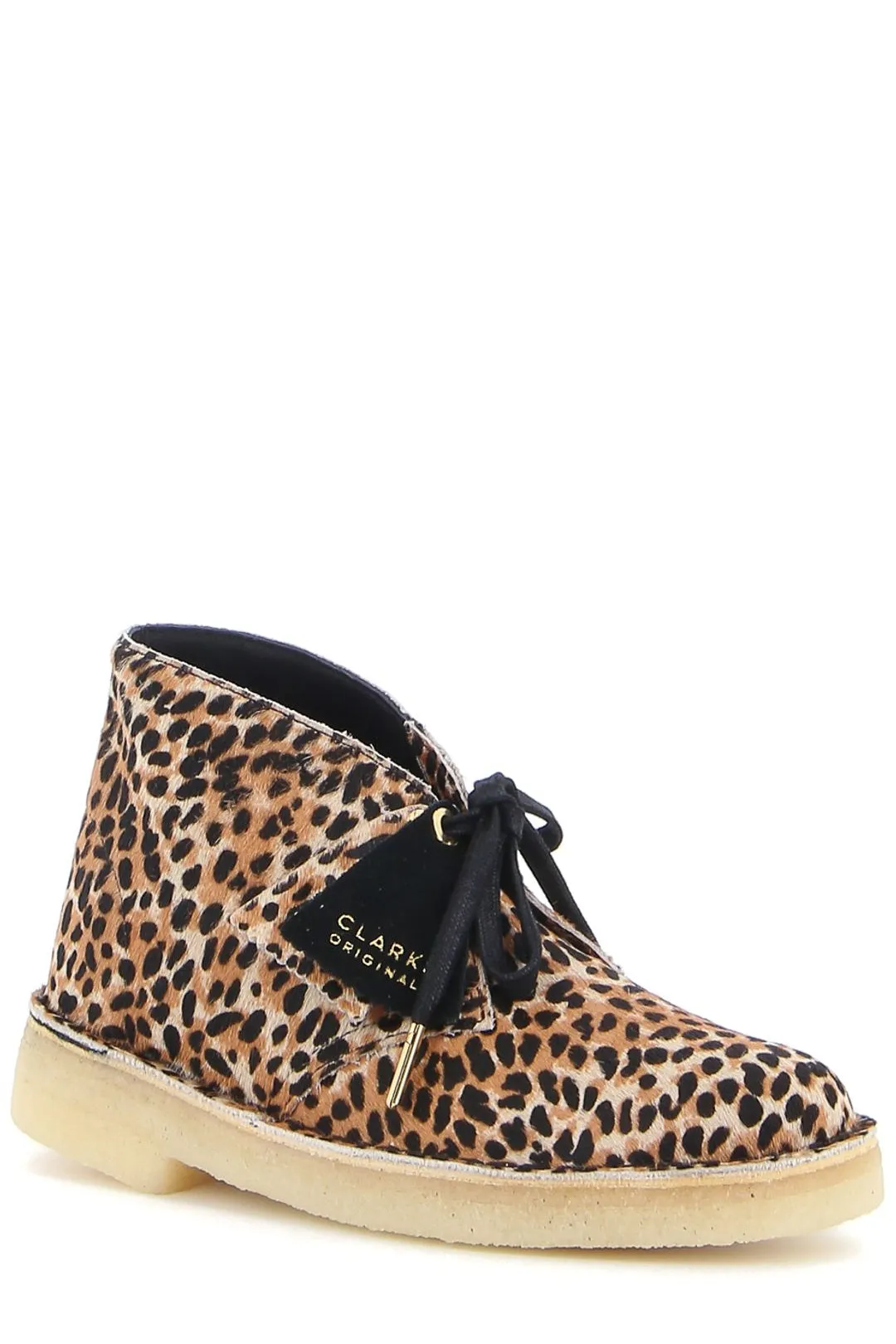Clarks Leopard Printed Round Toe Desert Boots