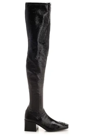Courrges Square Toe Logo Embossed Boots