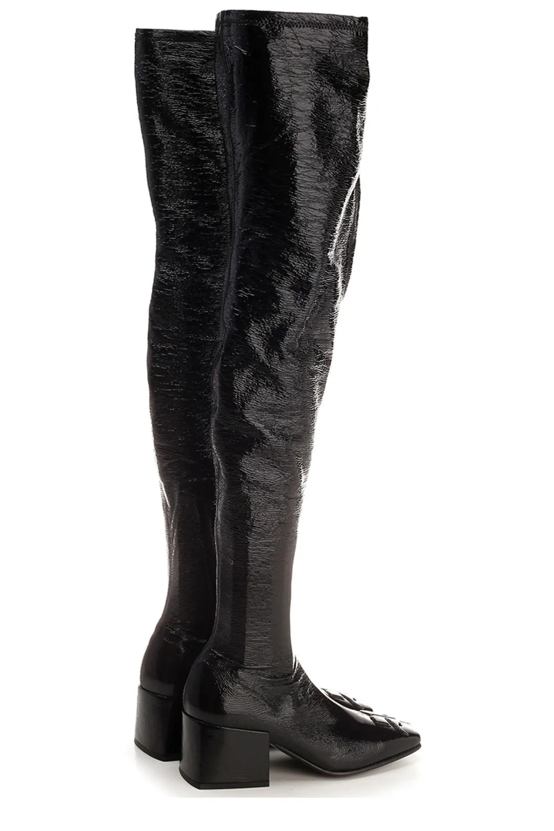 Courrges Square Toe Logo Embossed Boots