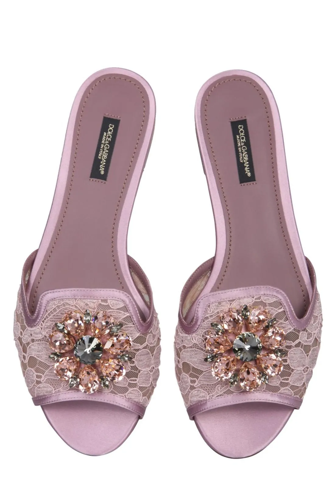 Dolce & Gabbana Bianca Embellished Slip-On Sandals