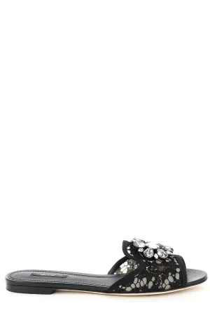 Dolce & Gabbana Bianca Embellished Slip-On Sandals
