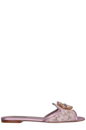 Dolce & Gabbana Bianca Embellished Slip-On Sandals