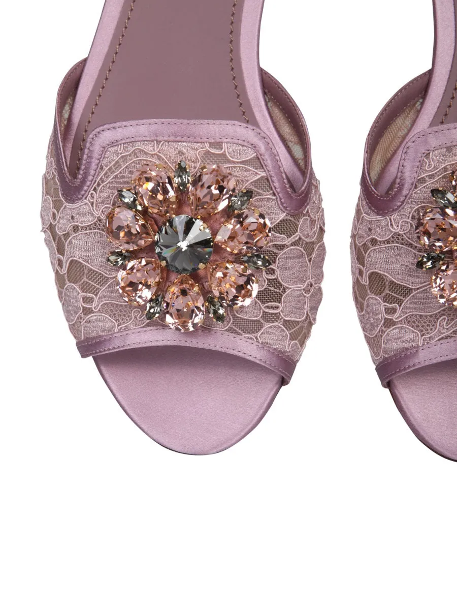 Dolce & Gabbana Bianca Embellished Slip-On Sandals