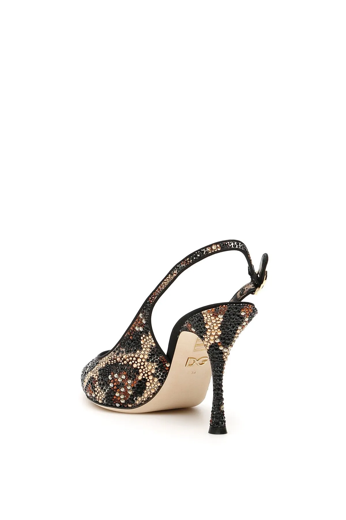 Dolce & Gabbana Leopard Print Embellished Slingback Pumps