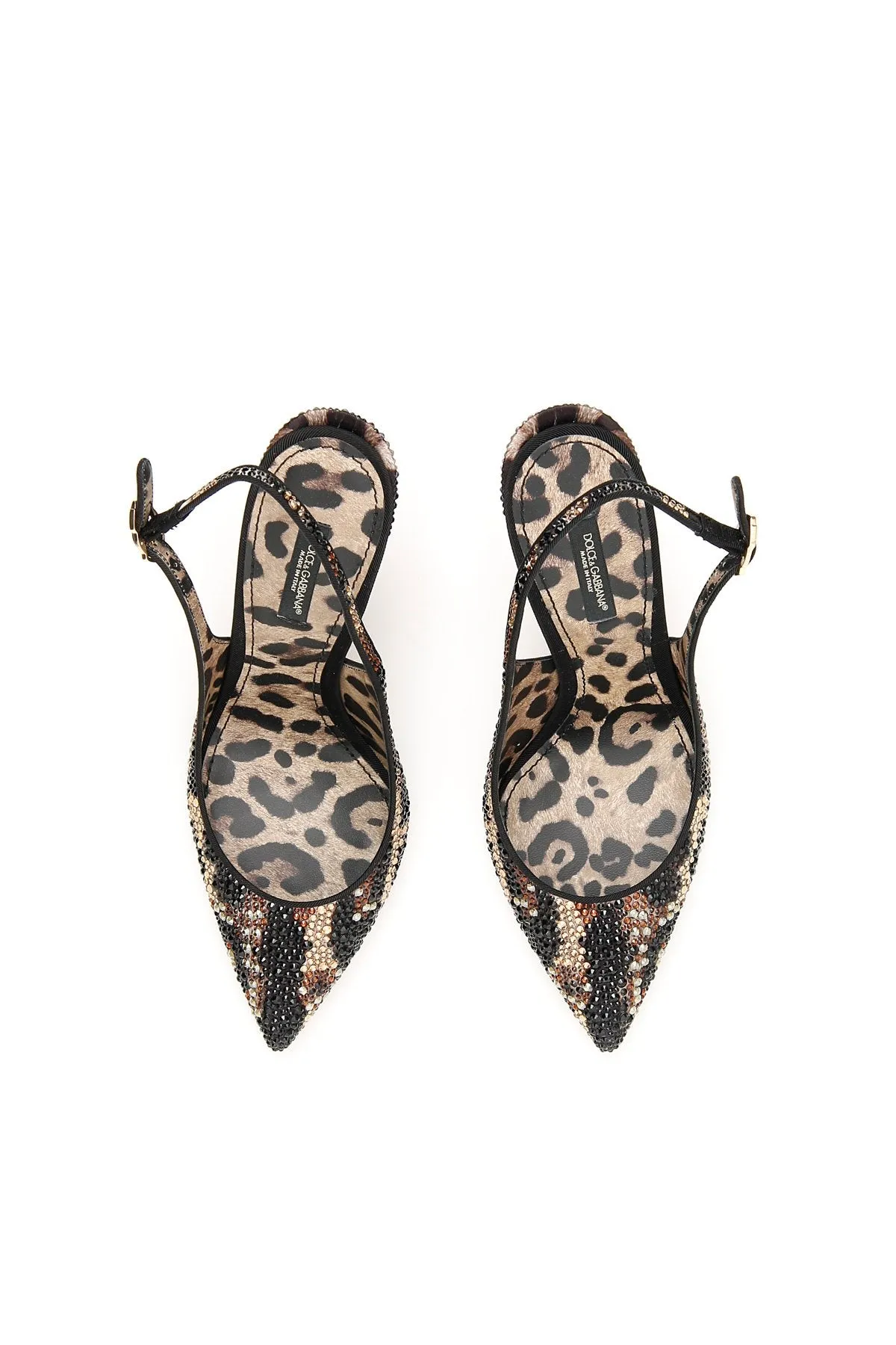 Dolce & Gabbana Leopard Print Embellished Slingback Pumps