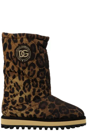 Dolce & Gabbana Logo Patch City Leopard-Printed Boots