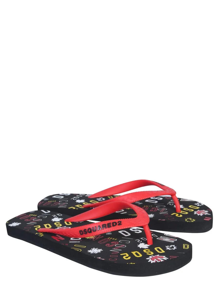 Dsquared2 Graphic Printed Flip-Flops