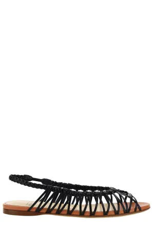 Francesco Russo Allover Woven Open Toe Sandals