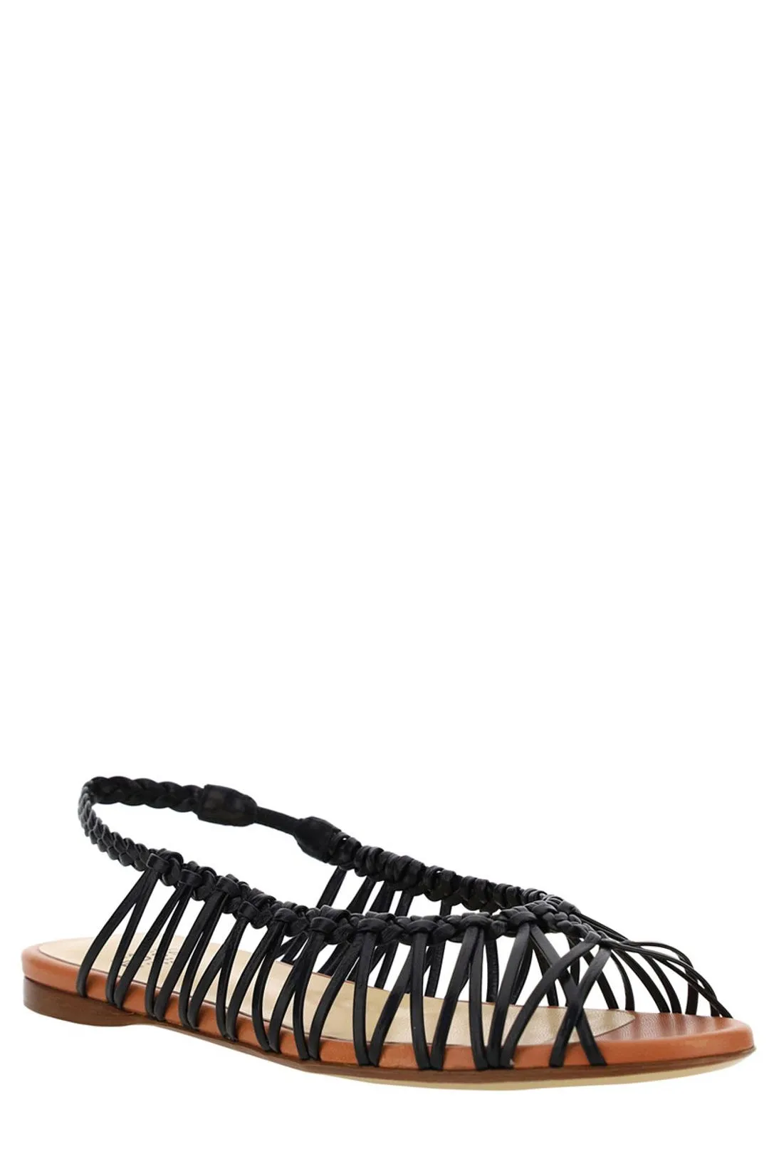 Francesco Russo Allover Woven Open Toe Sandals
