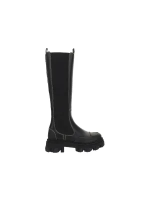 Ganni Contrast Stitching Knee High Boots