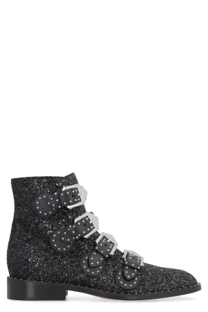 Givenchy Logo Detailed Glitter Ankle Boots