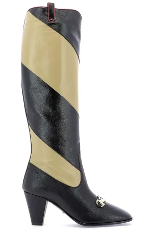 Gucci Zumi Diagonal Striped Knee Length Boots