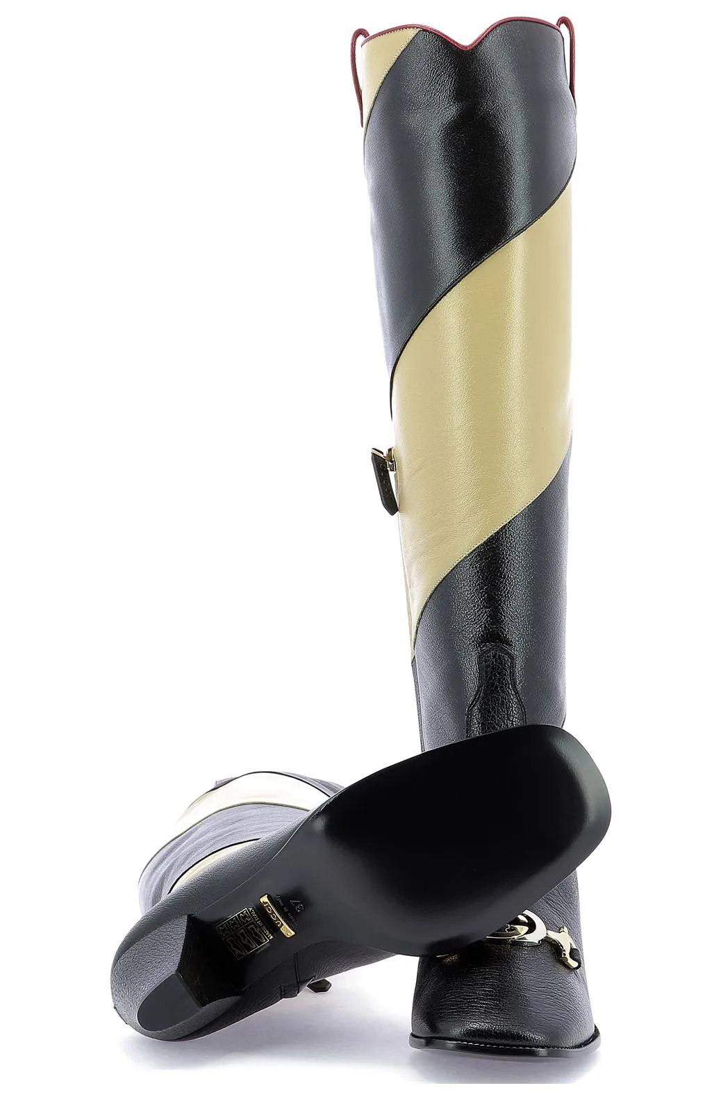 Gucci Zumi Diagonal Striped Knee Length Boots