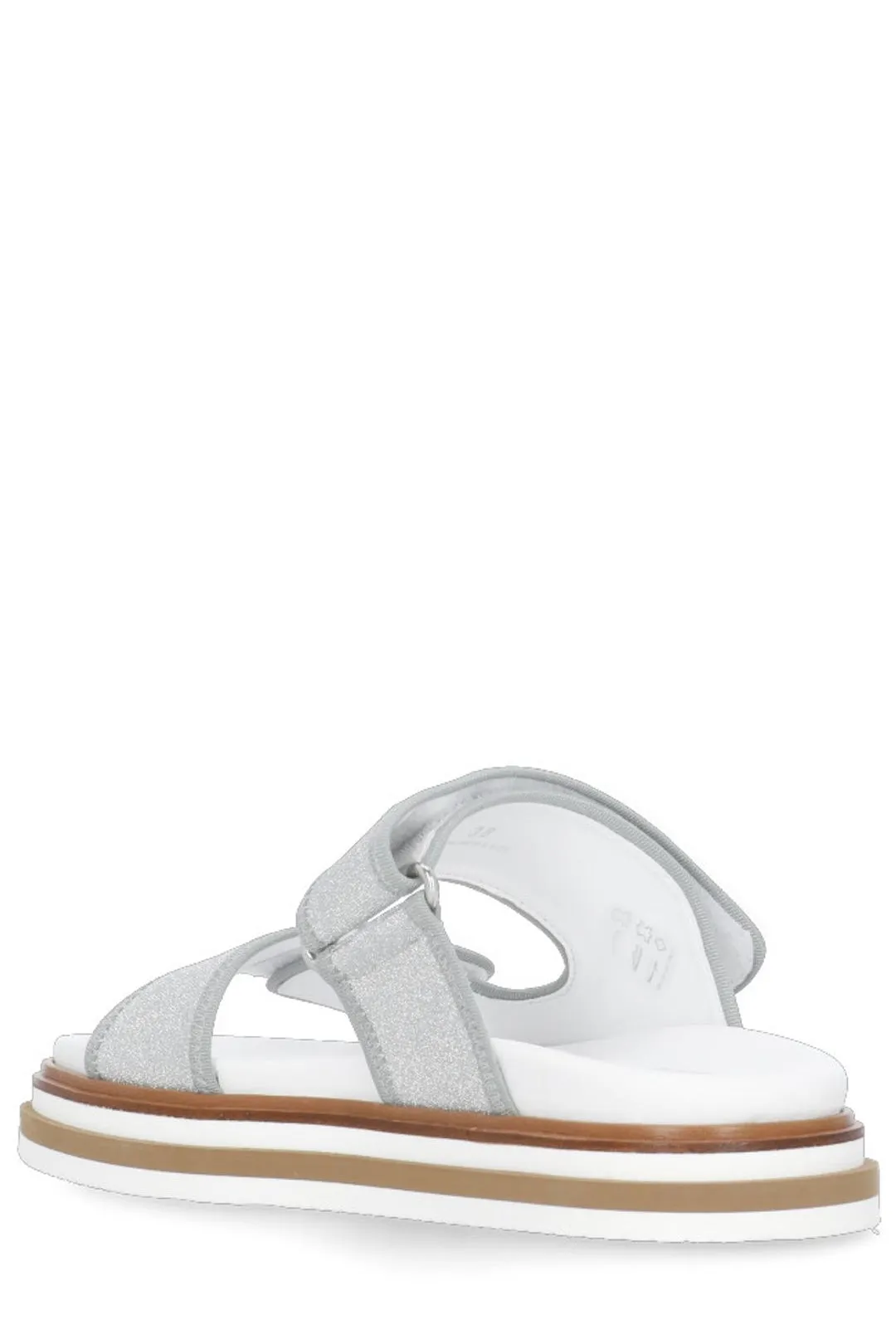 Hogan Double Strap Glittered Slip-On Sandals