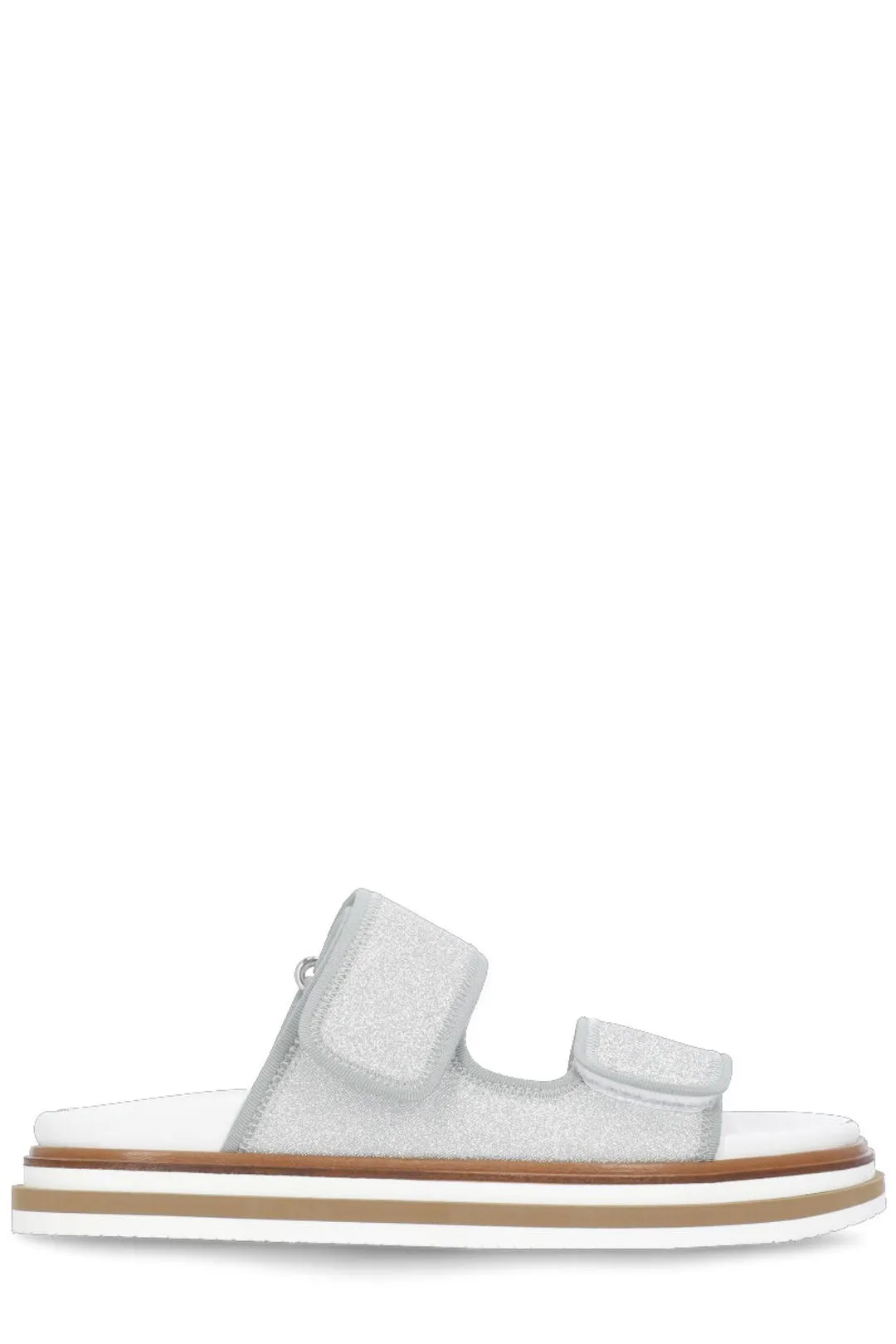 Hogan Double Strap Glittered Slip-On Sandals