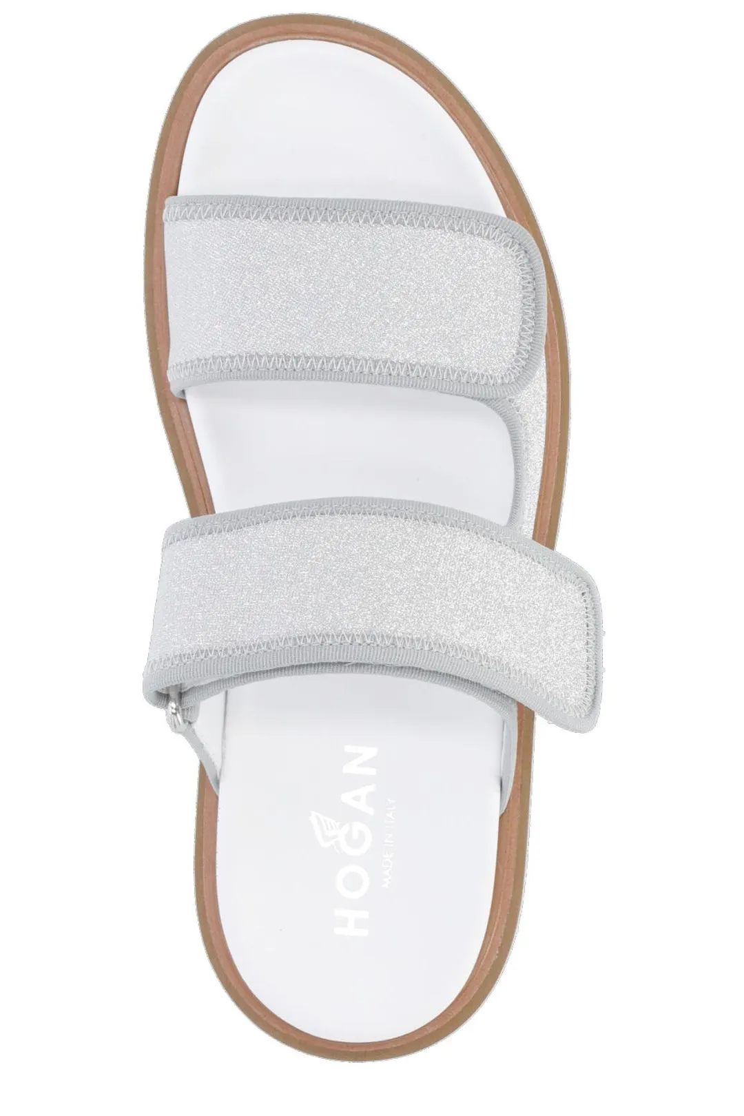 Hogan Double Strap Glittered Slip-On Sandals