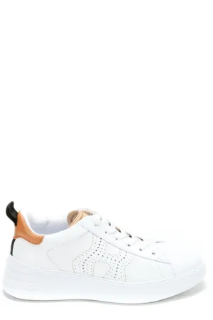 Hogan Round Toe Lace-Up Sneakers