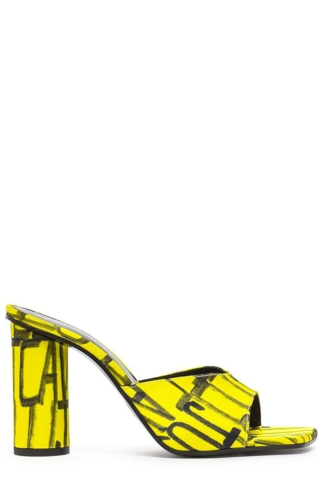 Just Cavalli Allover Logo Print High Heel Mules