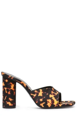 Just Cavalli Allover Logo Print High Heel Mules