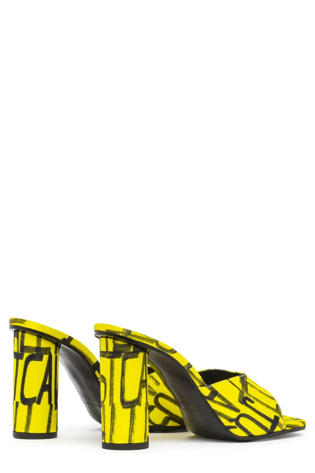 Just Cavalli Allover Logo Print High Heel Mules