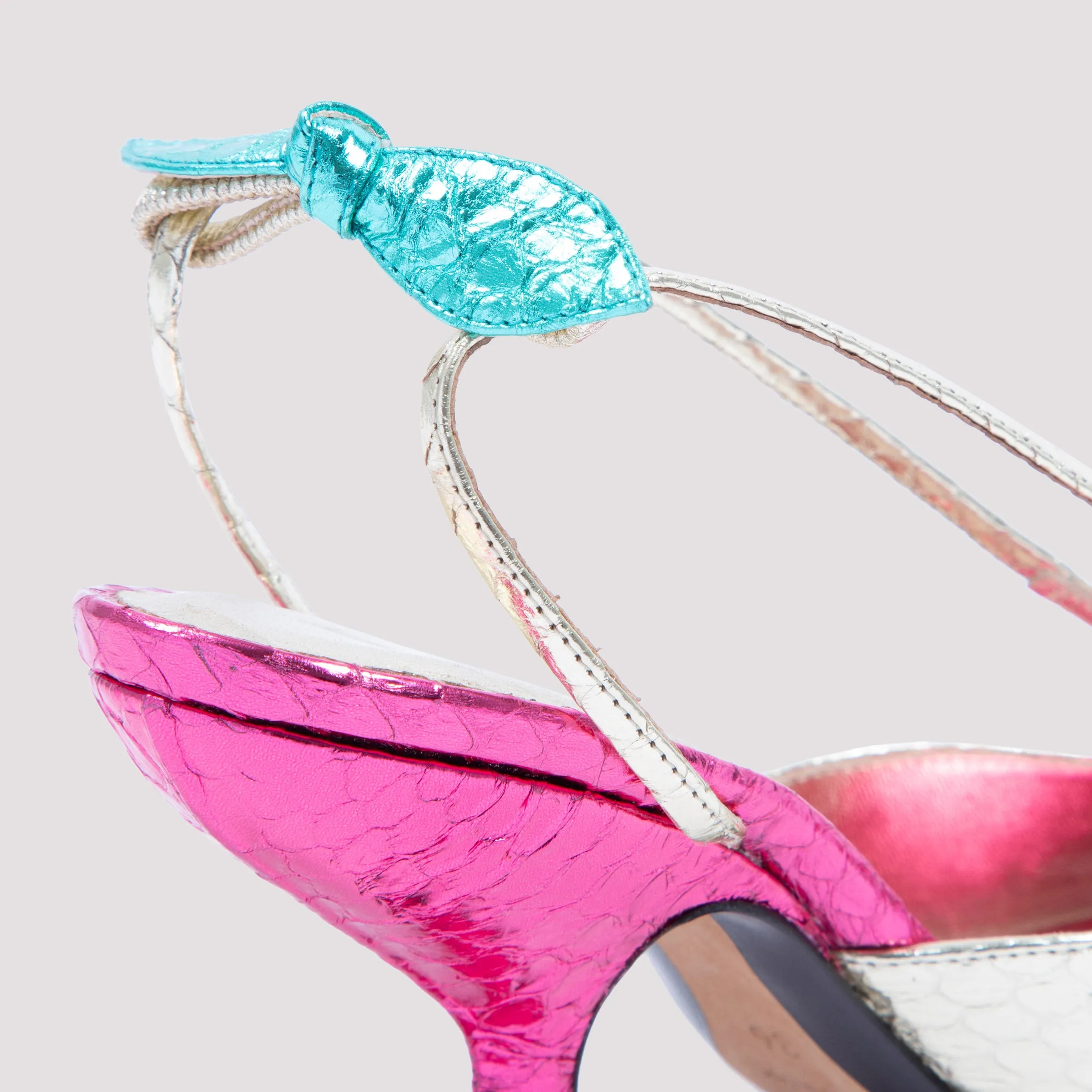 Lanvin Embossed Metallic Slingback Sandals