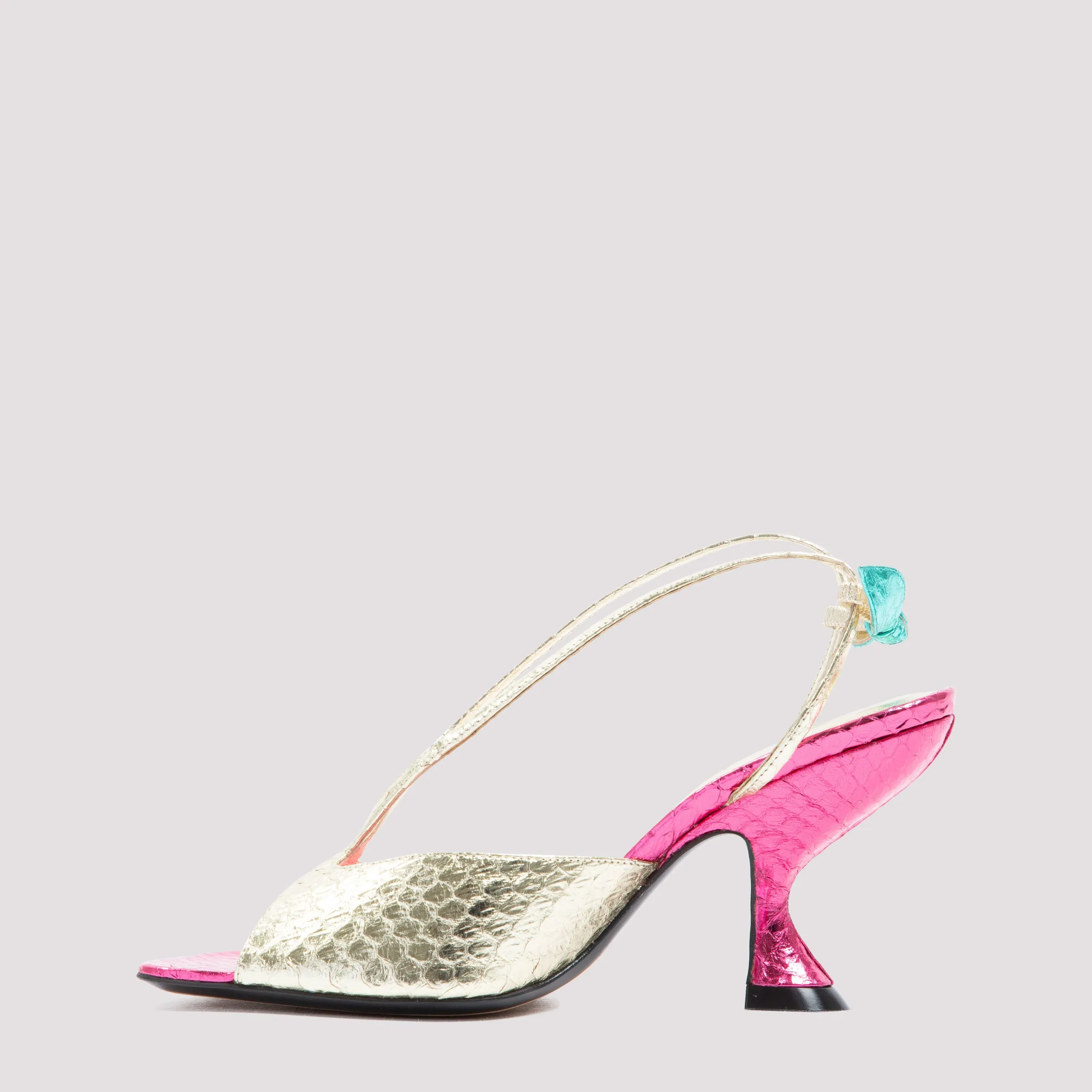 Lanvin Embossed Metallic Slingback Sandals