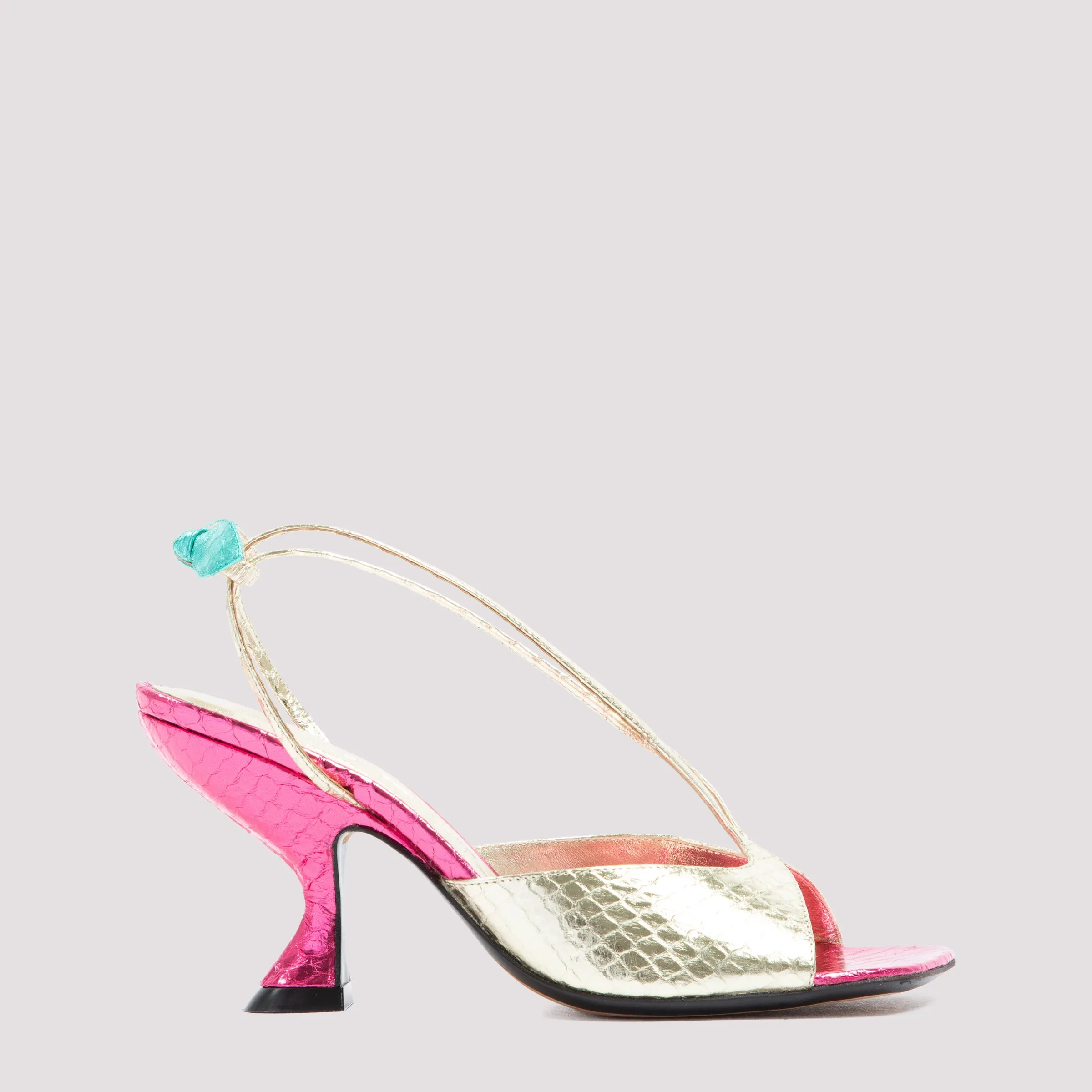Lanvin Embossed Metallic Slingback Sandals