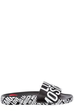 Love Moschino Allover Logo Printed Slides