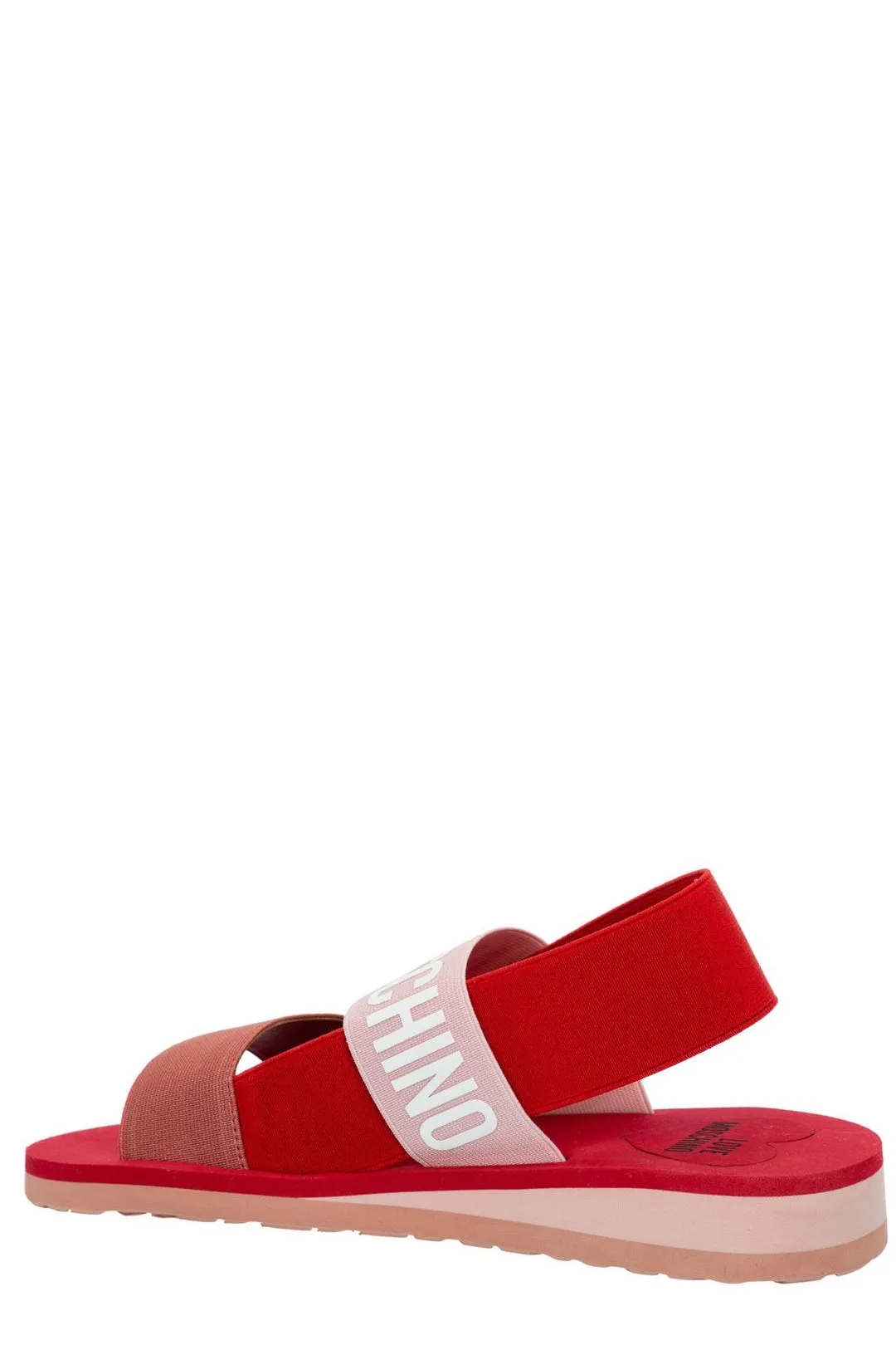 Love Moschino Logo Printed Color-Block Slingback Sandals