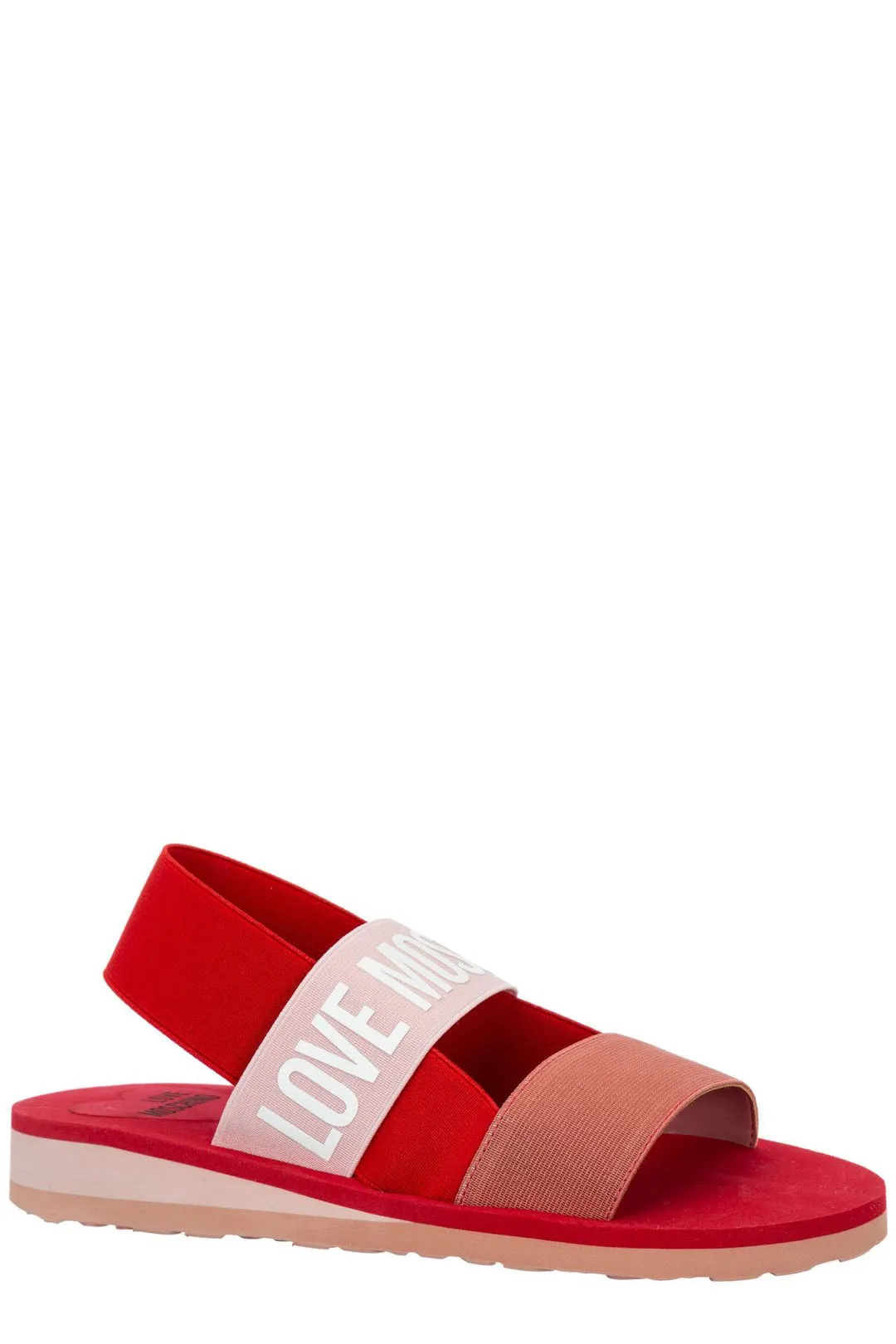 Love Moschino Logo Printed Color-Block Slingback Sandals
