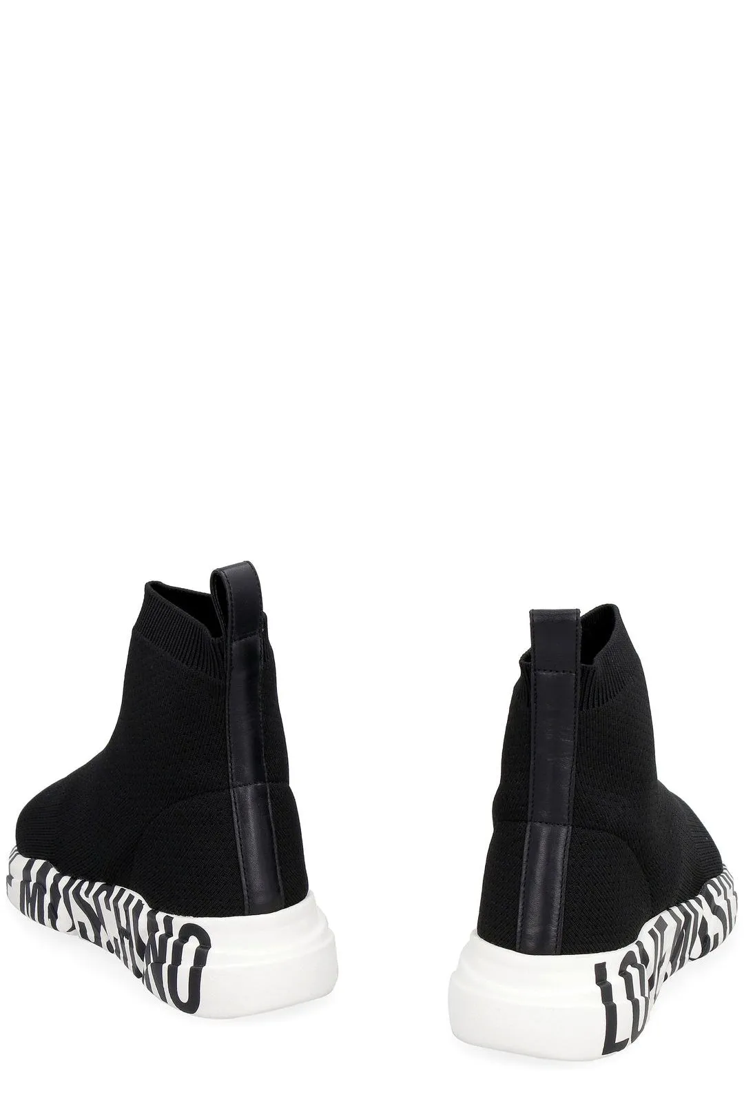Love Moschino Logo Printed High-Top Knitted Sneakers