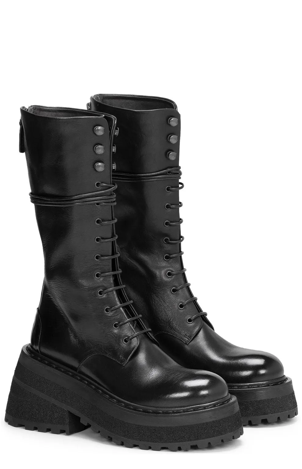 Marsll Block Heel Lace-Up Boots