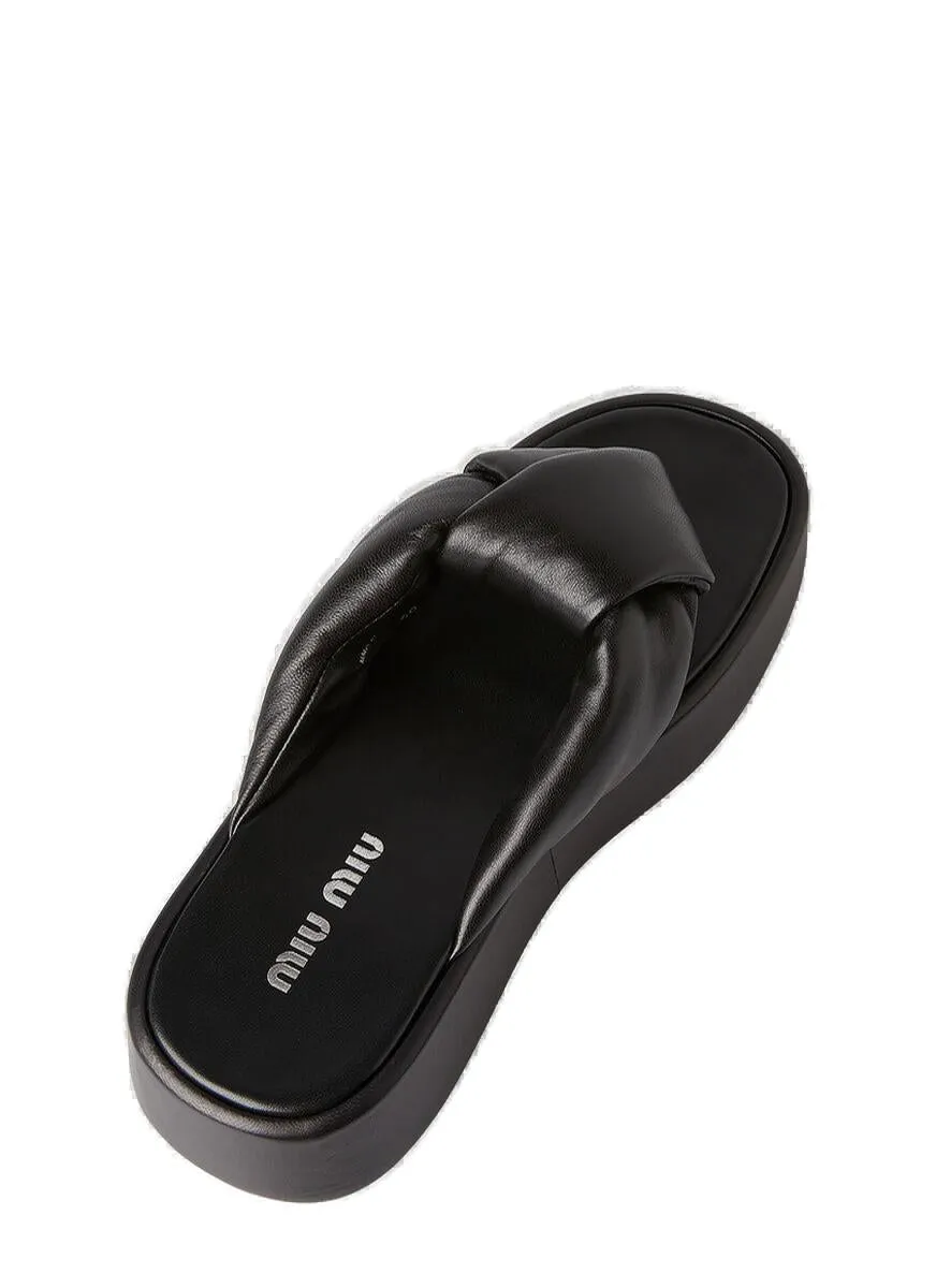 Miu Miu Knotted Platform Thong Sandals