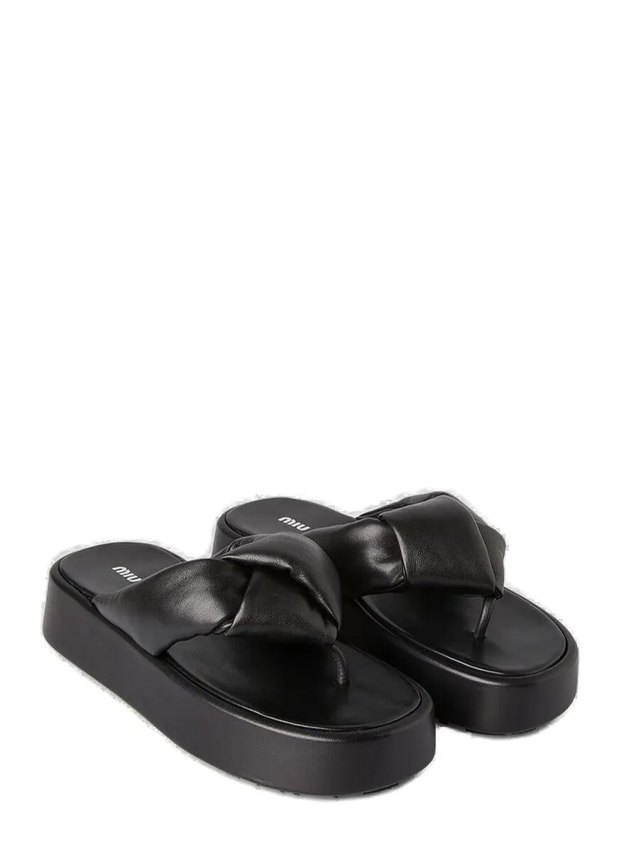 Miu Miu Knotted Platform Thong Sandals