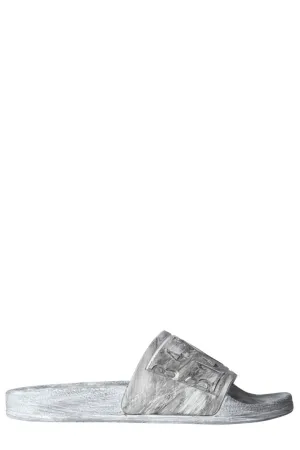 MM6 Maison Margiela Logo Embossed Distressed Slides