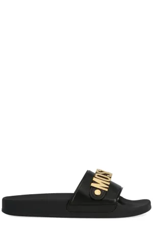 Moschino Logo Plaque Slip-On Slides