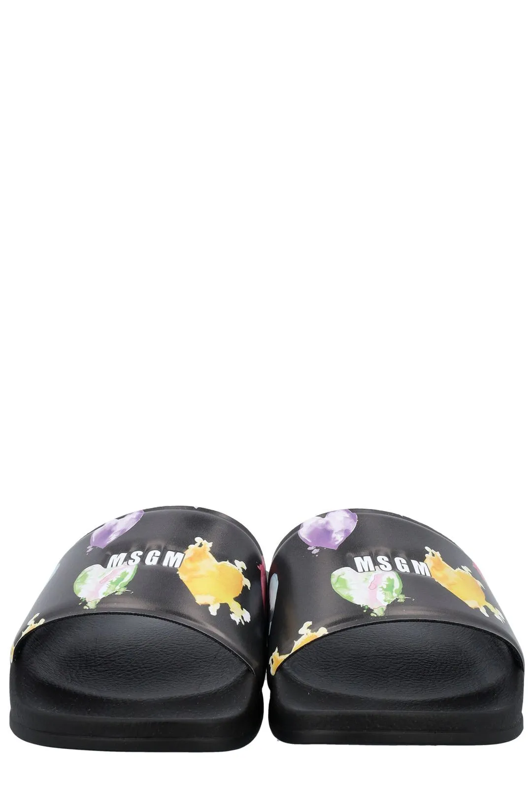 MSGM Heart Print Micro Logo Embossed Slides