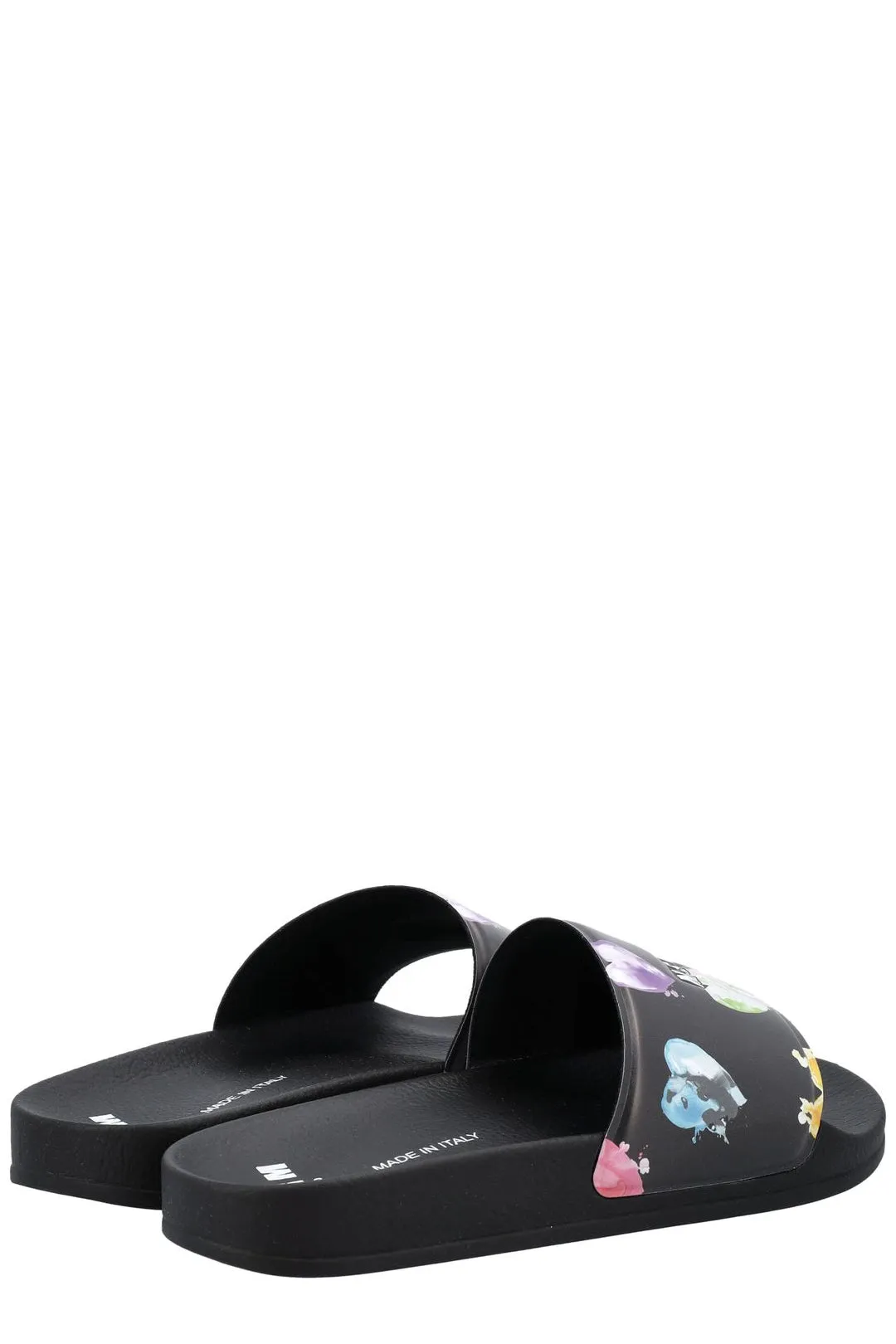 MSGM Heart Print Micro Logo Embossed Slides