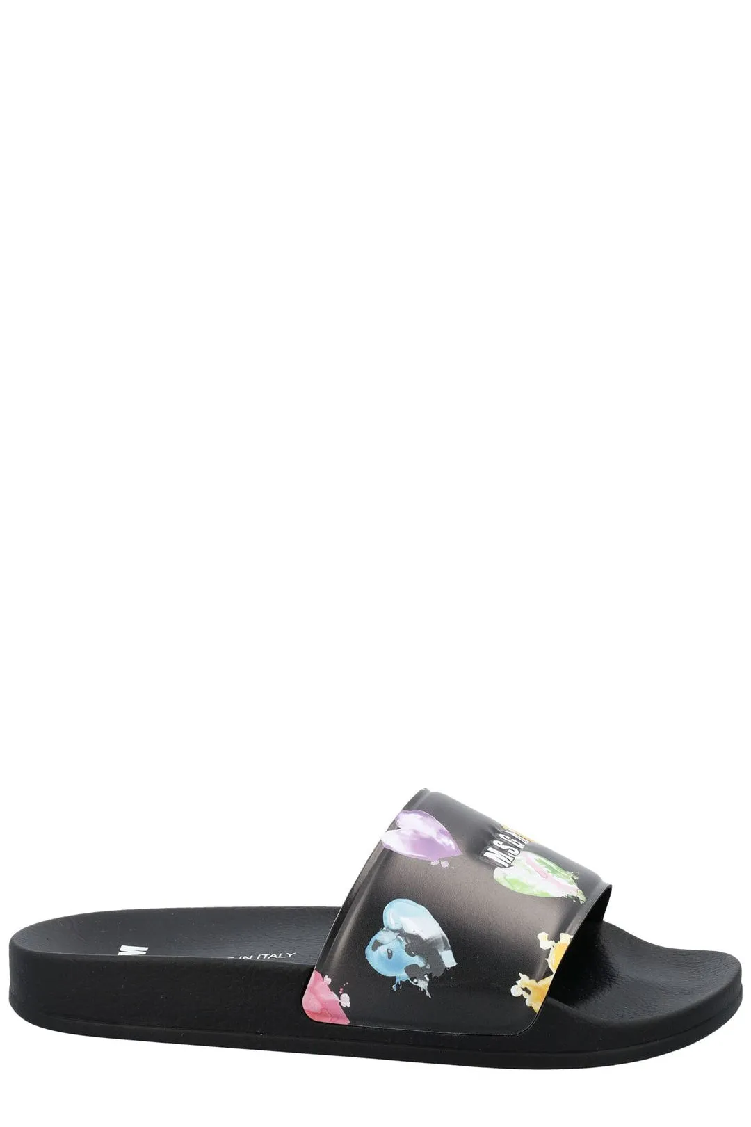 MSGM Heart Print Micro Logo Embossed Slides