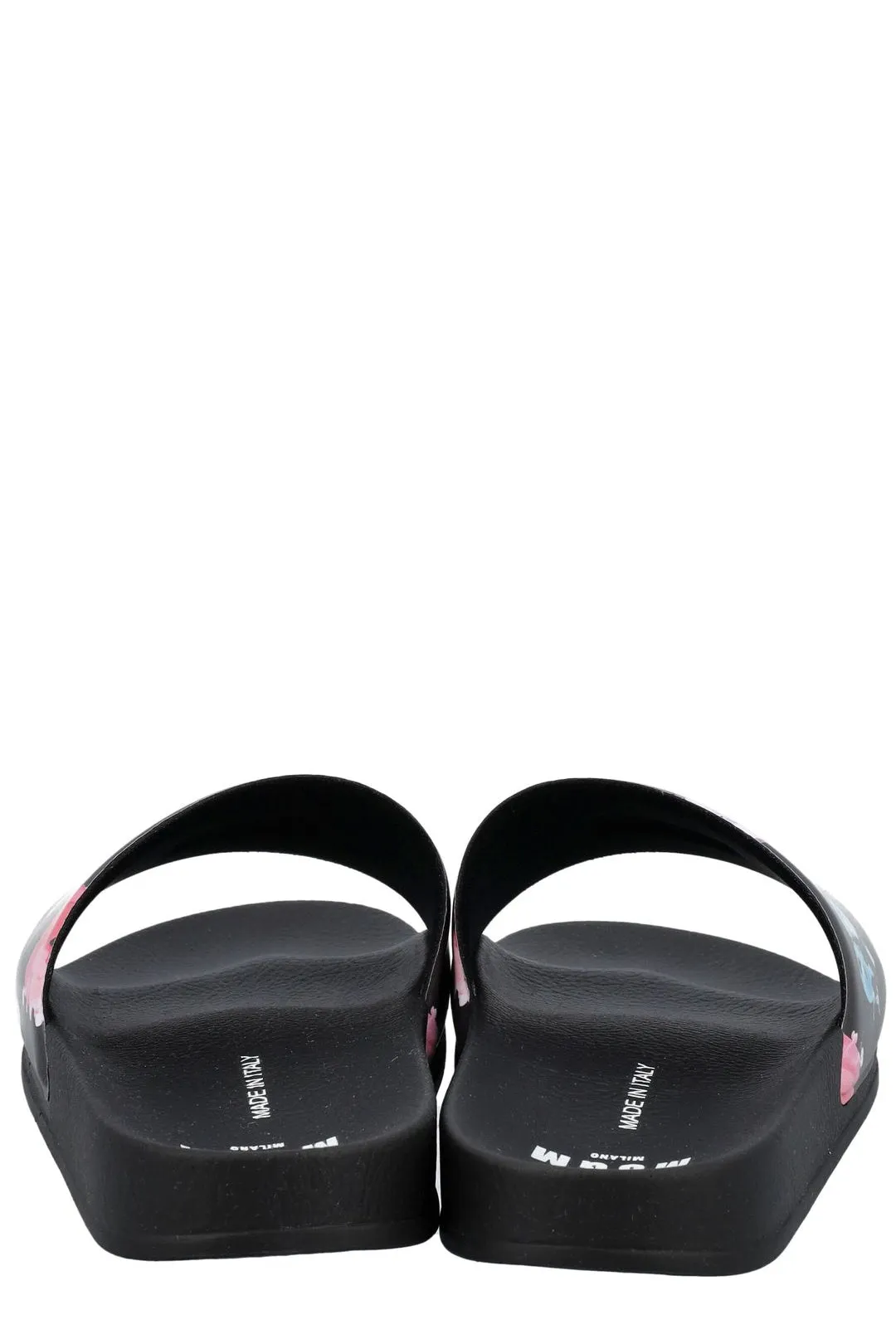 MSGM Heart Print Micro Logo Embossed Slides